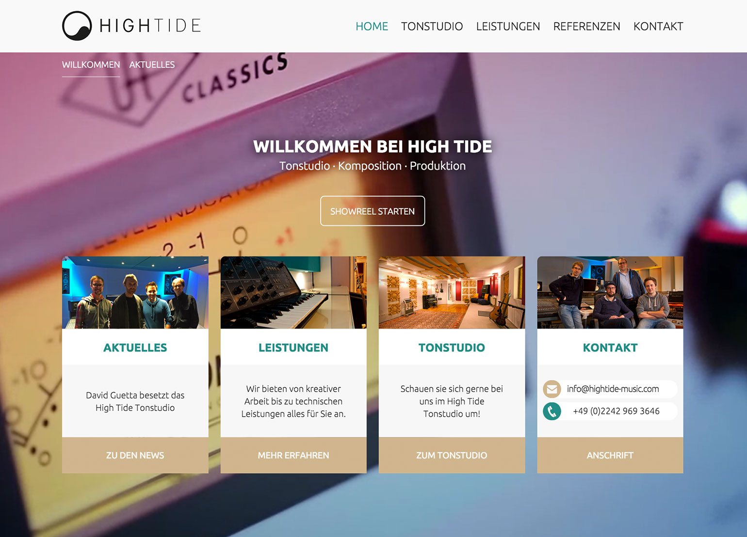 High Tide Tonstudio Webseite