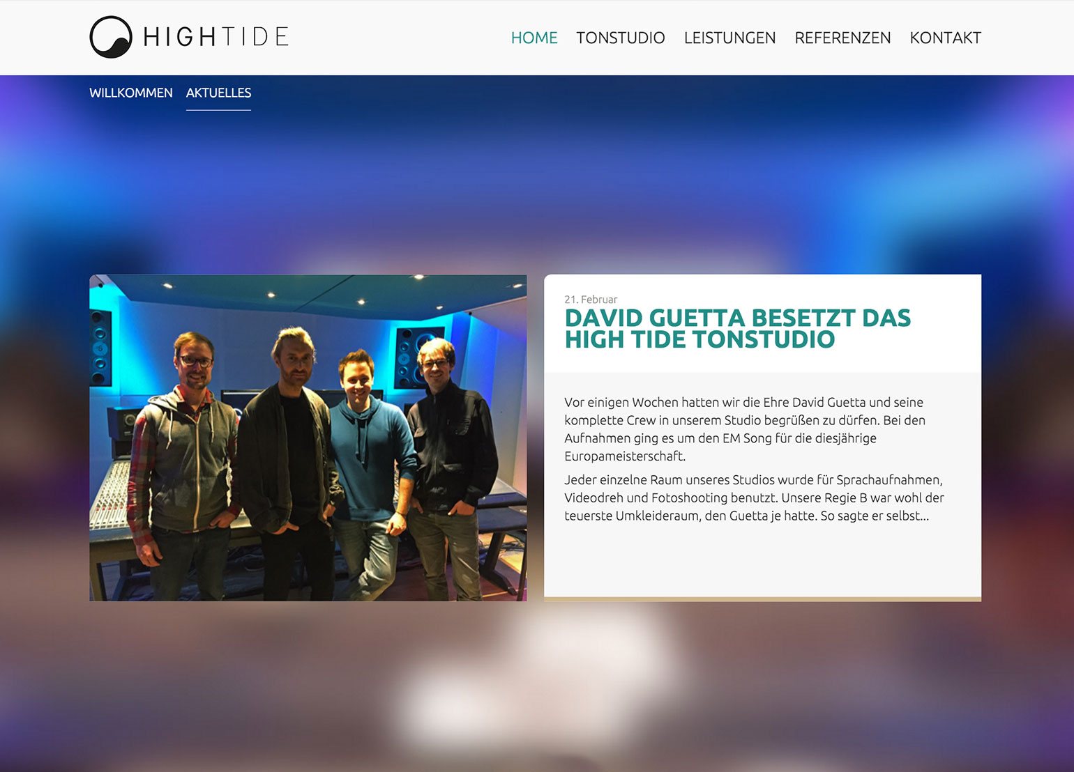 High Tide Tonstudio Webseite