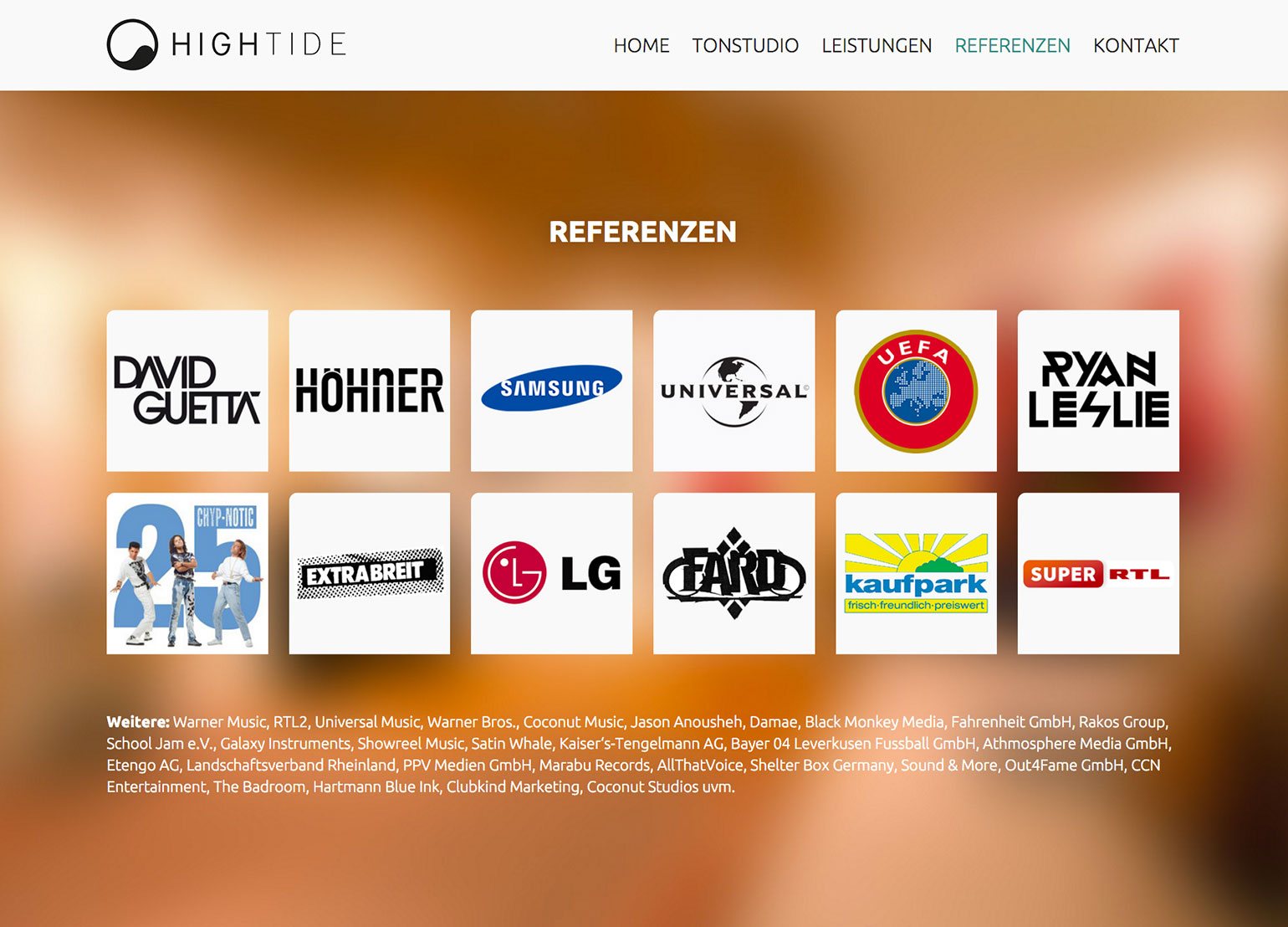 High Tide Tonstudio Webseite