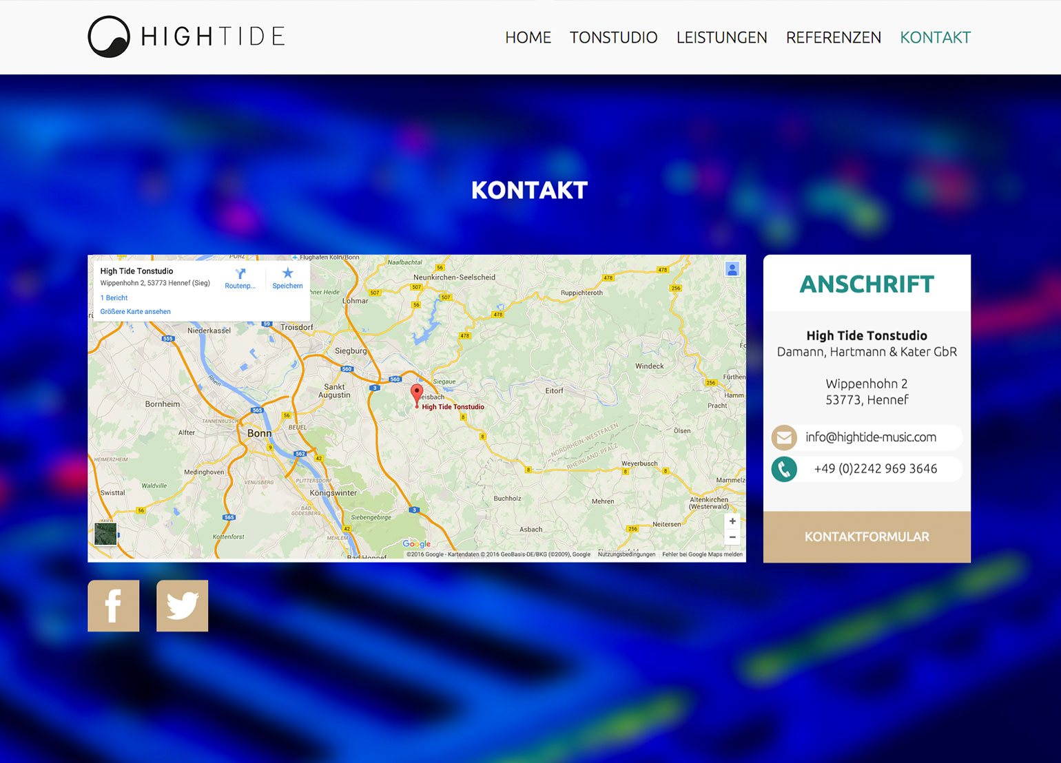 High Tide Tonstudio Webseite
