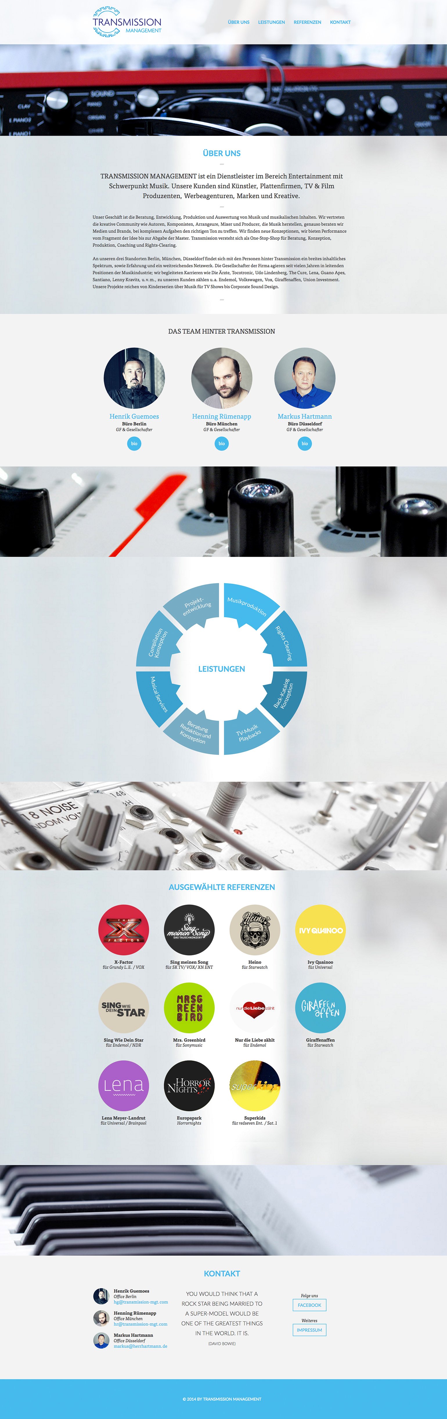 'Transmission Management' Webseite